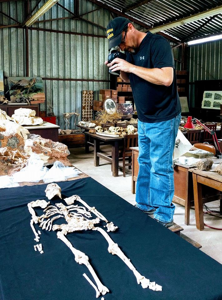 Heaton with Littlefoot skeleton