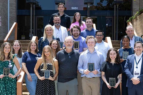 Winners of the 2026 Clyde G. Huggins Award for Summer Research, pictured with their faculty mentors, each received a plaque and a $100 prize.