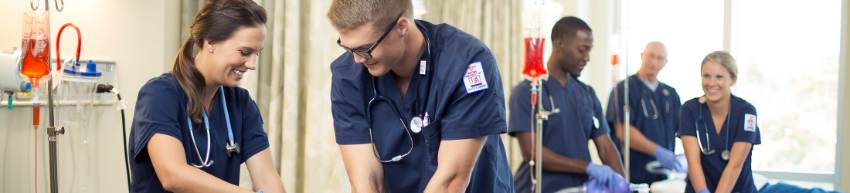 Nursing students working on clinical hours.