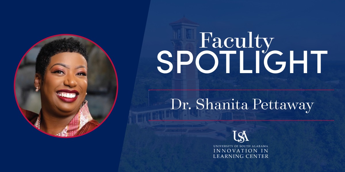 faculty spotlight banner showing photo of dr. shanita pettaway